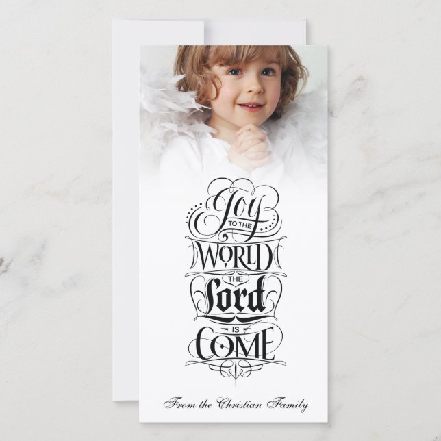 Cartes Pour Fêtes Annuelles Joie au monde de la calligraphie chrétienne religi (Devant)