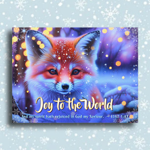 Cartes Pour Fêtes Annuelles Joie Au Monde KJV Bible Fox Christian Noël
