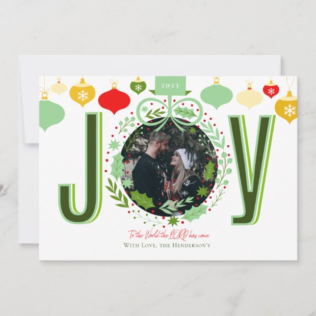 Cartes Pour Fêtes Annuelles Joie Au Monde Le Seigneur Est Venu Noël (Devant)