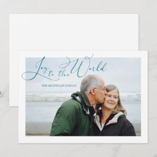 Cartes Pour Fêtes Annuelles Joie au Monde Photo Turquoise Noël Fêtes