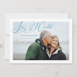 Cartes Pour Fêtes Annuelles Joie au monde Turquoise Photo Noël