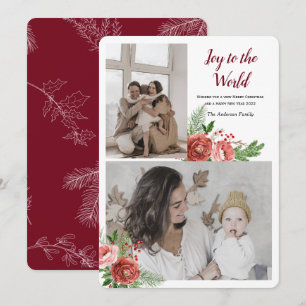 Cartes Pour Fêtes Annuelles Joie au monde Vœu de vacances avec photo