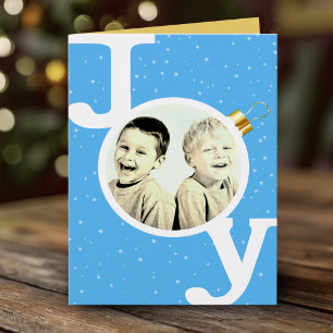 Cartes Pour Fêtes Annuelles Joie bauble texte sur le bleu ciel Noël