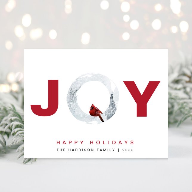 Cartes Pour Fêtes Annuelles Joie Cardinal Aquarelle Noël (Créateur téléchargé)
