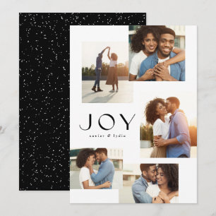 Cartes Pour Fêtes Annuelles Joie cinq collage photo noir et blanc Noël