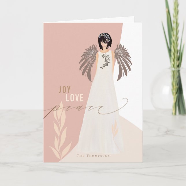 Cartes Pour Fêtes Annuelles Joie contemporaine Amour Paix Ange de Noël (Devant)