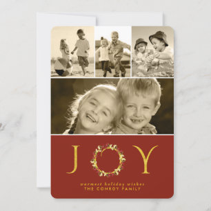 Cartes Pour Fêtes Annuelles Joie de Noël élégante Serie Florale Or Elégante