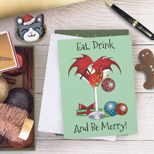 Cartes Pour Fêtes Annuelles Joie de Noël Fête Rouge Cocktail Dragon de Fête
