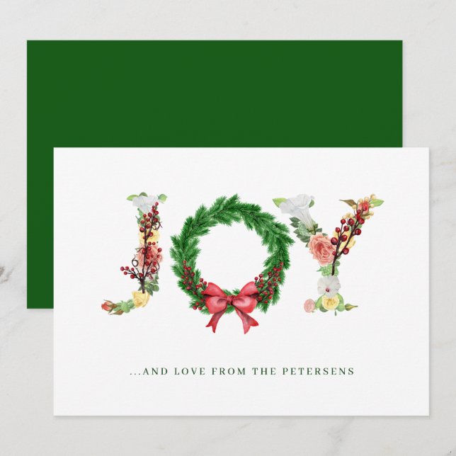 Cartes Pour Fêtes Annuelles joie de Noël simple élégance traditionnelle vacanc (Devant / Derrière)