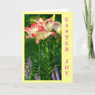 CARTES POUR FÊTES ANNUELLES JOIE DE PÂQUES / LILIES ROUGES ET BLANCS / PERSONN