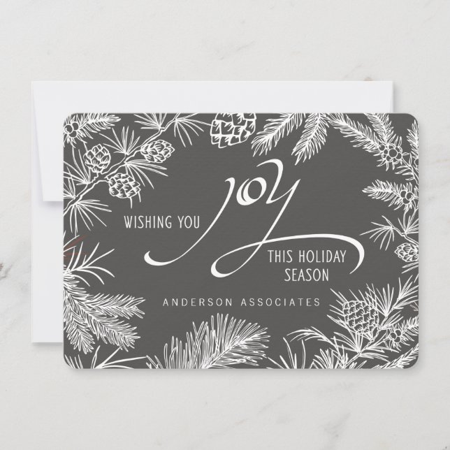 Cartes Pour Fêtes Annuelles Joie de vacances moderne Branches botaniques d'hiv (Devant)