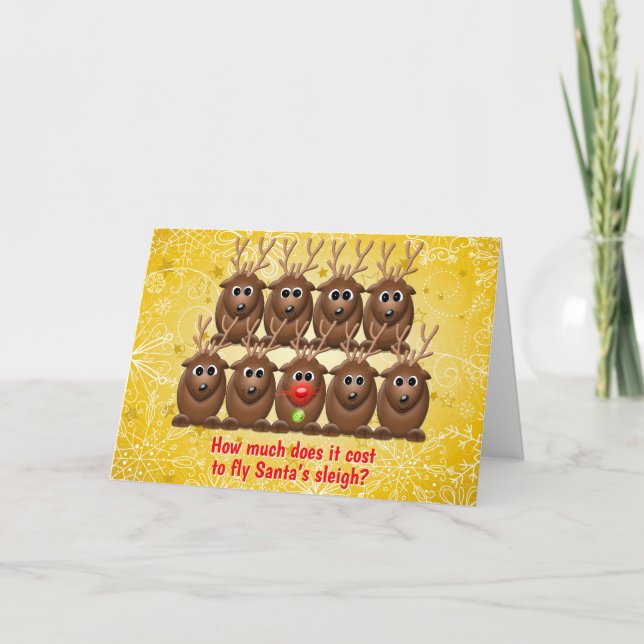 Cartes Pour Fêtes Annuelles Joie Drôle Sleigh Père Noël Reindeer Noël Noël Noë (Devant)