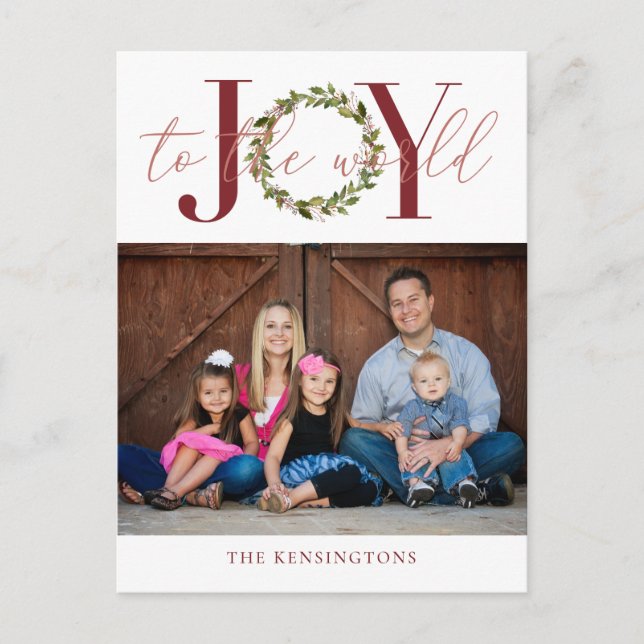 Cartes Pour Fêtes Annuelles Joie élégante au monde Photo de Noël (Devant)