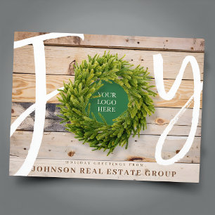 Cartes Pour Fêtes Annuelles Joie et bois de pin avec logo d'entreprise