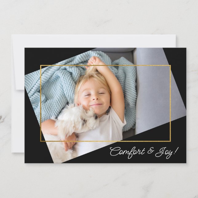Cartes Pour Fêtes Annuelles Joie et confort photo personnalisés (Devant)