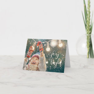 Cartes Pour Fêtes Annuelles Joie et Lumière, Fille Hanging Lumières
