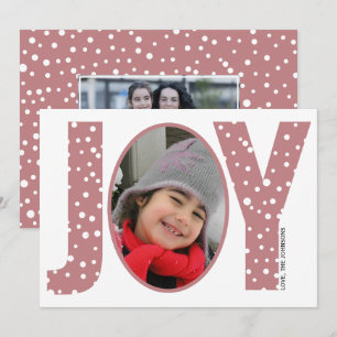 Cartes Pour Fêtes Annuelles Joie et neige poussiéreuse rose minimum Noël