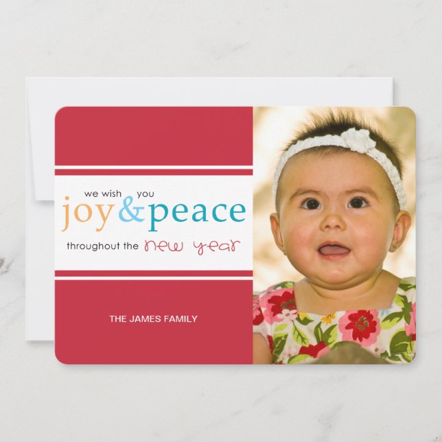 Cartes Pour Fêtes Annuelles joie et paix (Devant)