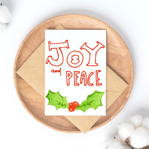 Cartes Pour Fêtes Annuelles Joie et paix Noël Holly Leaf