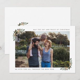 Cartes Pour Fêtes Annuelles Joie et Paix Photo de famille Noël moderne 