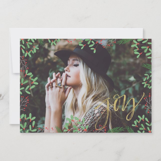 Cartes Pour Fêtes Annuelles Joie Faux Or Script (Devant)