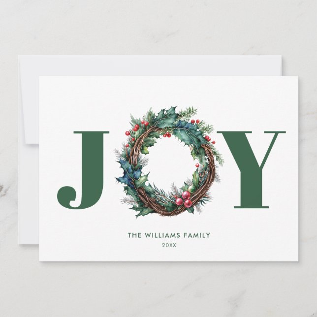 Cartes Pour Fêtes Annuelles Joie Fleur de couronne de Noël (Devant)