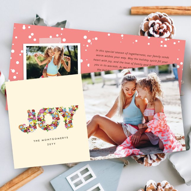 Cartes Pour Fêtes Annuelles JOIE Fleurs de printemps colorées Noël Photo moder (Créateur téléchargé)