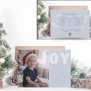 Cartes Pour Fêtes Annuelles JOIE & Joyeuses Fêtes Photo de famille bleu glace