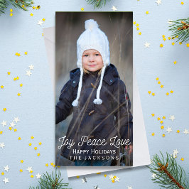 Cartes Pour Fêtes Annuelles Joie Lettrée à la main Peace Love Holiday Photo