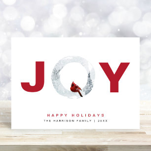 Cartes Pour Fêtes Annuelles Joie minimale Cardinal Rouge Aquarelle Noël