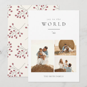 Cartes Pour Fêtes Annuelles Joie moderne au monde Photo de Noël
