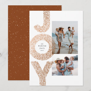 Cartes Pour Fêtes Annuelles Joie moderne bronze tacheté deux photo Noël