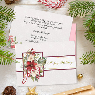 Cartes Pour Fêtes Annuelles Joie Moderne Rouge Botanique Noël Fêtes