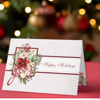 Cartes Pour Fêtes Annuelles Joie Moderne Rouge Botanique Noël Fêtes