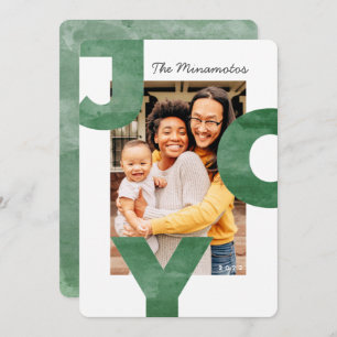 Cartes Pour Fêtes Annuelles Joie Moderne Simple Typographie Cool Famille Photo