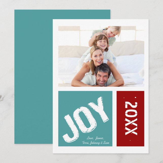 Cartes Pour Fêtes Annuelles Joie moderne simple Votre photo Noël (Devant / Derrière)