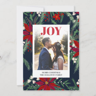Cartes Pour Fêtes Annuelles Joie Noël chic motif floral poinsettia photo