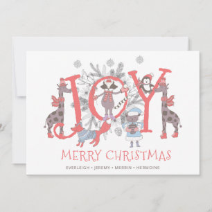 Cartes Pour Fêtes Annuelles Joie Noël Hiver Animaux Vacances
