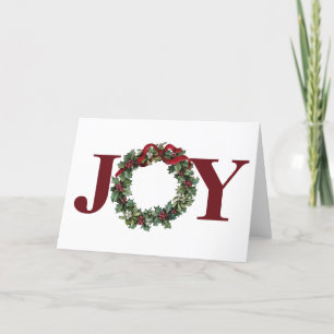 Cartes Pour Fêtes Annuelles Joie Noël Wreath Vintage Red Bow Holly Winter