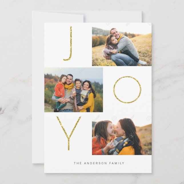 Cartes Pour Fêtes Annuelles JOIE Pailletée 4 Image (Devant)