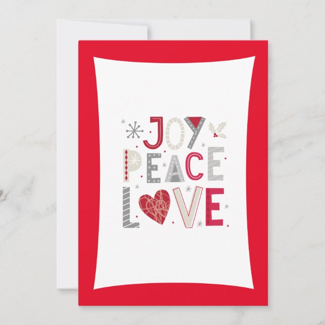Cartes Pour Fêtes Annuelles Joie ! Paix et amour (Devant)