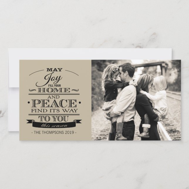 Cartes Pour Fêtes Annuelles JOIE PAIX Noël Famille de Noël Photocard (Devant)