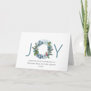 Cartes Pour Fêtes Annuelles JOIE Paysage Wreath Noël Holly Berry