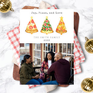Cartes Pour Fêtes Annuelles Joie Pizza Amour Noël Famille Photo 2023