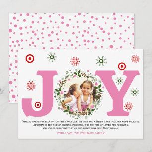Cartes Pour Fêtes Annuelles Joie rose et couronne de fleurs de Noël