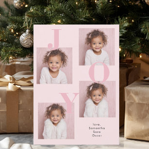 Cartes Pour Fêtes Annuelles JOIE rose vif moderne JOIE photo Noël