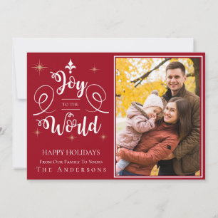 Cartes Pour Fêtes Annuelles Joie Rouge Élégante À La Famille Mondiale Photo