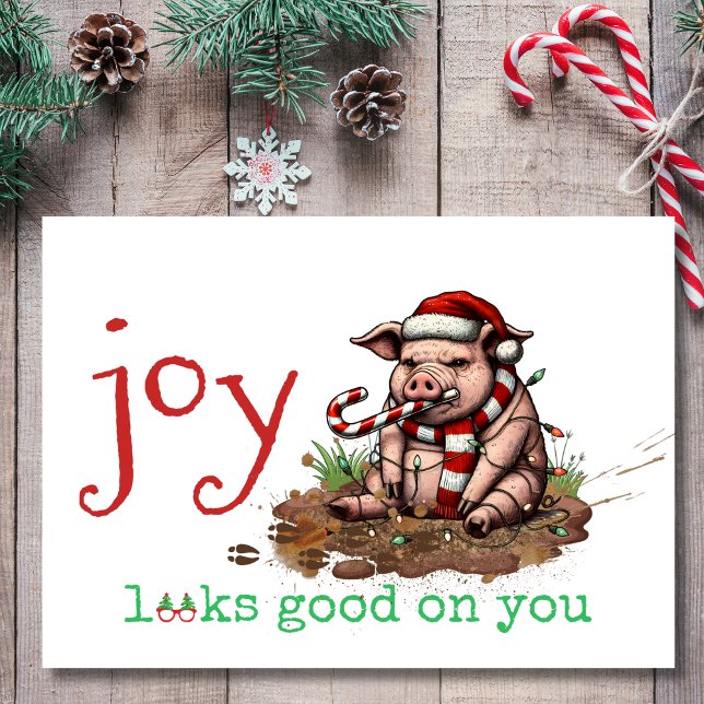 Cartes Pour Fêtes Annuelles Joie semble bon pour toi drôle Cochon Noël (Créateur téléchargé)
