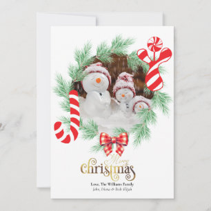 Cartes Pour Fêtes Annuelles Joie Sucre de canne Pine Tree Wreath Photo Noël