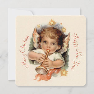 Cartes Pour Fêtes Annuelles Joli ange de Noël avec trompette CC1035